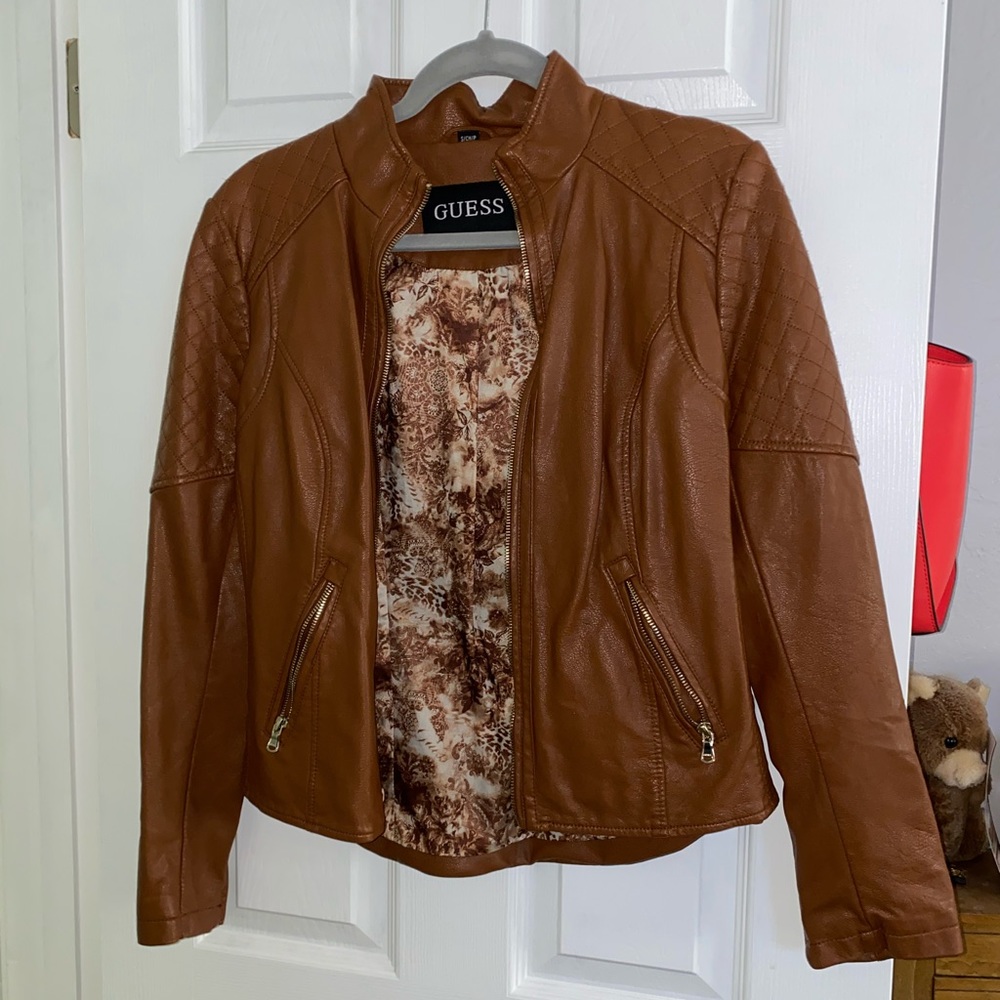 GUESS brown leather jacket
